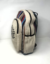 Beautiful Colorful Strip Large Pure Hemp Multi Pocket Backpack with Tree of Life Deign