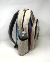 Beautiful Colorful Strip Large Pure Hemp Multi Pocket Backpack with Tree of Life Deign