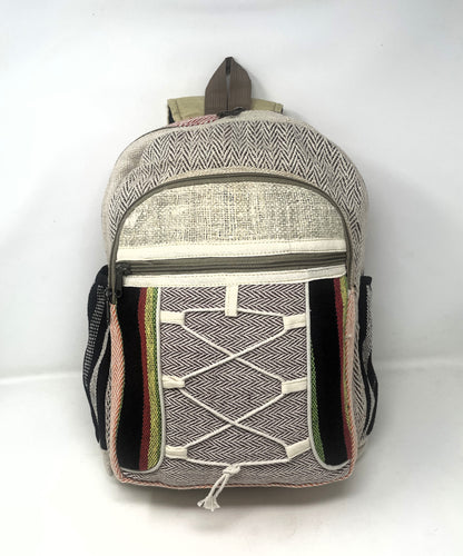 Unisex Large Pure Hemp Multi Pocket Backpack