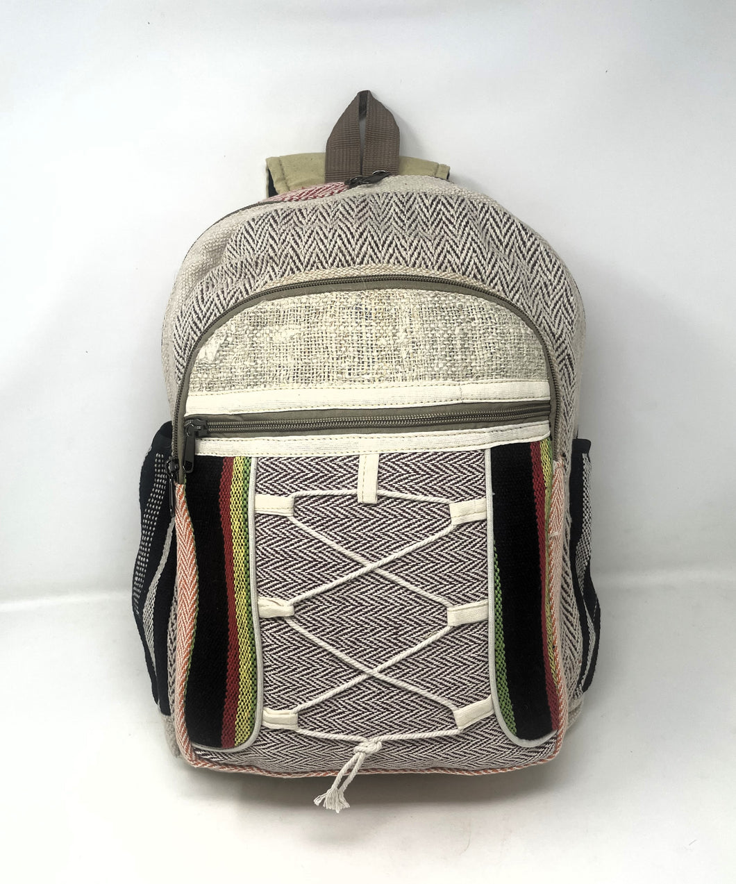 Unisex Large Pure Hemp Multi Pocket Backpack
