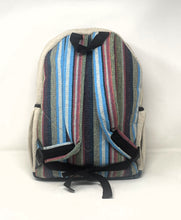 Beautiful Colorful Strip Large Pure Hemp Multi Pocket Backpack with Tree of Life Deign