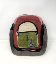 Multi Pocket Crossbody Bag Purse Made From Pure Hemp with embroidered flower