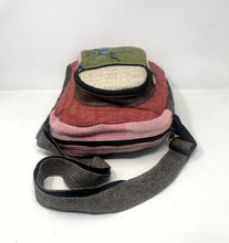 Multi Pocket Crossbody Bag Purse Made From Pure Hemp with embroidered flower