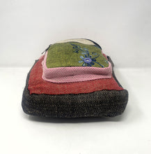 Multi Pocket Crossbody Bag Purse Made From Pure Hemp with embroidered flower
