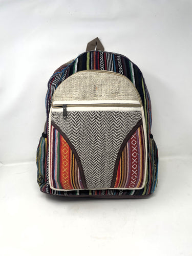 Natural Handmade Large Multi Pocket Hemp Nepal Backpack (THC FREE)