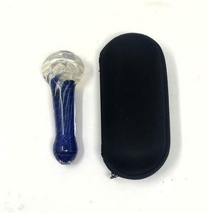 Perfect! Thick 5.5" Implosion Glass Hand Pipe w/Zipper Padded Pouch(Black)