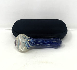 Perfect! Thick 5.5" Implosion Glass Hand Pipe w/Zipper Padded Pouch(Black)