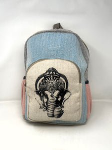 Large All Natural Pure Hemp Multi Pockets Laptop Backpack - Elephant Design