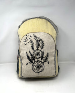All Natural Pure Hemp Handmade Multi Pocket Large Laptop Backpack