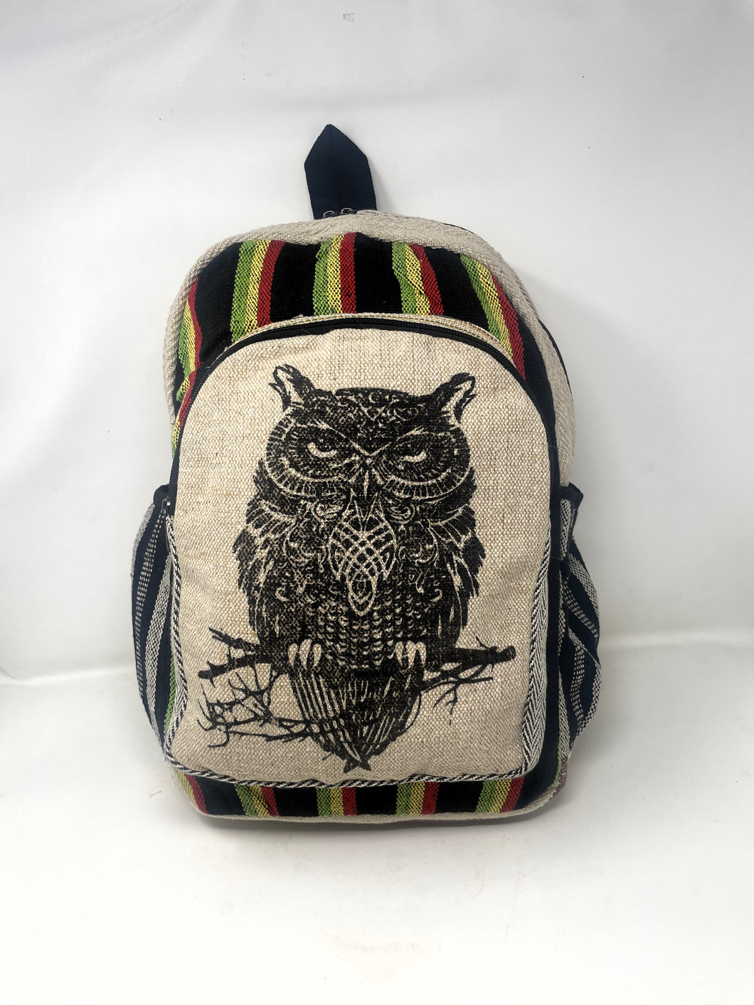Large All Natural Pure Hemp  Laptop Sleeve Backpack - Owl Design