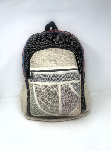Unisex Himalayan Large Pure Hemp Multi Pocket Backpack