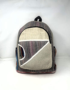 Great for on the Go! Pure Hemp Stripe Handmade Hemp Backpack with Laptop Sleeve