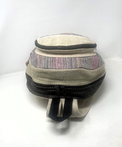Great for on the Go! Pure Hemp Stripe Handmade Hemp Backpack with Laptop Sleeve