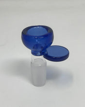 14MM Male Thick Blue Glass Bowl with Disc Handle