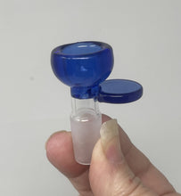 14MM Male Thick Blue Glass Bowl with Disc Handle
