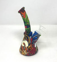 Colorful Graphic Design Silicone Detachable Unbreakable 7" Beaker Bong with Bowl