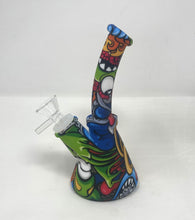 Colorful Graphic Design Silicone Detachable Unbreakable 7" Beaker Bong with Bowl