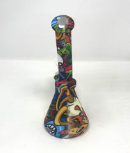 Colorful Graphic Design Silicone Detachable Unbreakable 7" Beaker Bong with Bowl