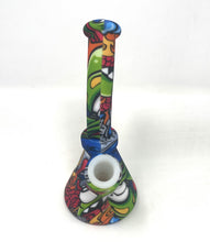 Colorful Graphic Design Silicone Detachable Unbreakable 7" Beaker Bong with Bowl