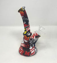 7" Graphic Design Silicone Detachable Unbreakable Beaker Bong with Bowl
