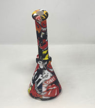 7" Graphic Design Silicone Detachable Unbreakable Beaker Bong with Bowl