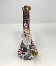 7" Graphic Design Silicone Detachable Unbreakable Beaker Bong with Bowl