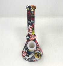 7" Graphic Design Silicone Detachable Unbreakable Beaker Bong with Bowl