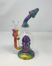 Multi Swirl Colorful Design 8" Silicone and Glass Rig with bowl