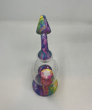 Multi Swirl Colorful Design 8" Silicone and Glass Rig with bowl