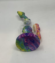Multi Swirl Colorful Design 8" Silicone and Glass Rig with bowl