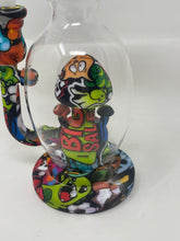8" Silicone and Glass Rig Cartoon Design  with bowl