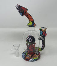 8" Silicone and Glass Rig Cartoon Design  with bowl