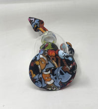 8" Silicone and Glass Rig Cartoon Design  with bowl