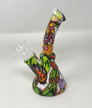 7" Silicone Detachable Unbreakable Beaker Bong Graphic Design with Bowl