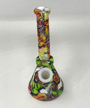 7" Silicone Detachable Unbreakable Beaker Bong Graphic Design with Bowl