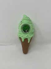 Collectible Silicone Detachable Unbreakable  Mint Ice Cream Cone 4.5" Hand Pipe