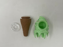 Collectible Silicone Detachable Unbreakable  Mint Ice Cream Cone 4.5" Hand Pipe
