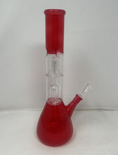 Red Glass 12” Bong w/ Double Perc, Ice Catcher, & Downstem Slide