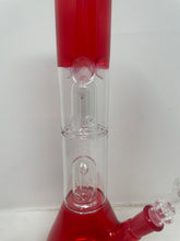 Red Glass 12” Bong w/ Double Perc, Ice Catcher, & Downstem Slide
