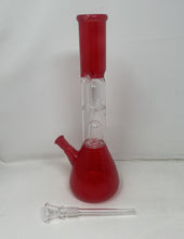 Red Glass 12” Bong w/ Double Perc, Ice Catcher, & Downstem Slide