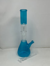Cool Blue Glass 12” Bong w/ Double Perc, Ice Catcher, & Downstem Slide