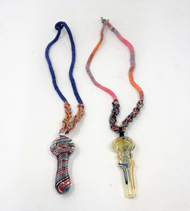 Unisex Hemp Necklace with Functional Glass Hand Pipe (2 Pack)