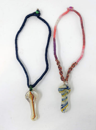 Natural Hemp Necklace with Functional Glass Hand Pipe (2 Pack)