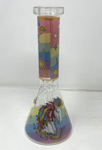 Beautiful Colorful Unicorn Design 10" Thick Glass Beaker bong