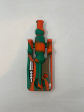 Silicone Nectar Kit w/Honey Straw Dab Tool Titanium Nail - Green & Orange