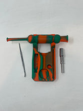 Silicone Nectar Kit w/Honey Straw Dab Tool Titanium Nail - Green & Orange