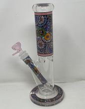 10" Thick Glass Straight Bong with Beautiful mandala myriad design