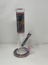 10" Thick Glass Straight Bong with Beautiful mandala myriad design