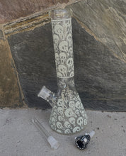 13" Collectible Heavy Beaker Bong and Glows in the Dark/Skulls 14mm Slide Bowls - BOO!