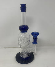 Unique Design 11" Thick Glass Rig Shower Perc. Blue Diamond Bowl
